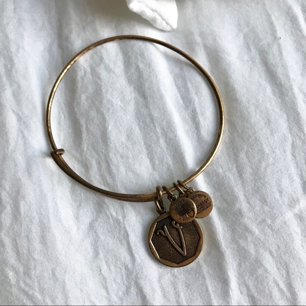 ALEX AND ANI “V” initial bangle